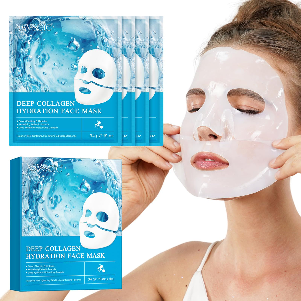 HydroBoost Collagen Face Mask - 4 Pack