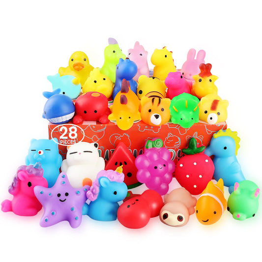 SquishyFun 28 Mochi Toys - Kawaii Cat & Animal Stress Relief
