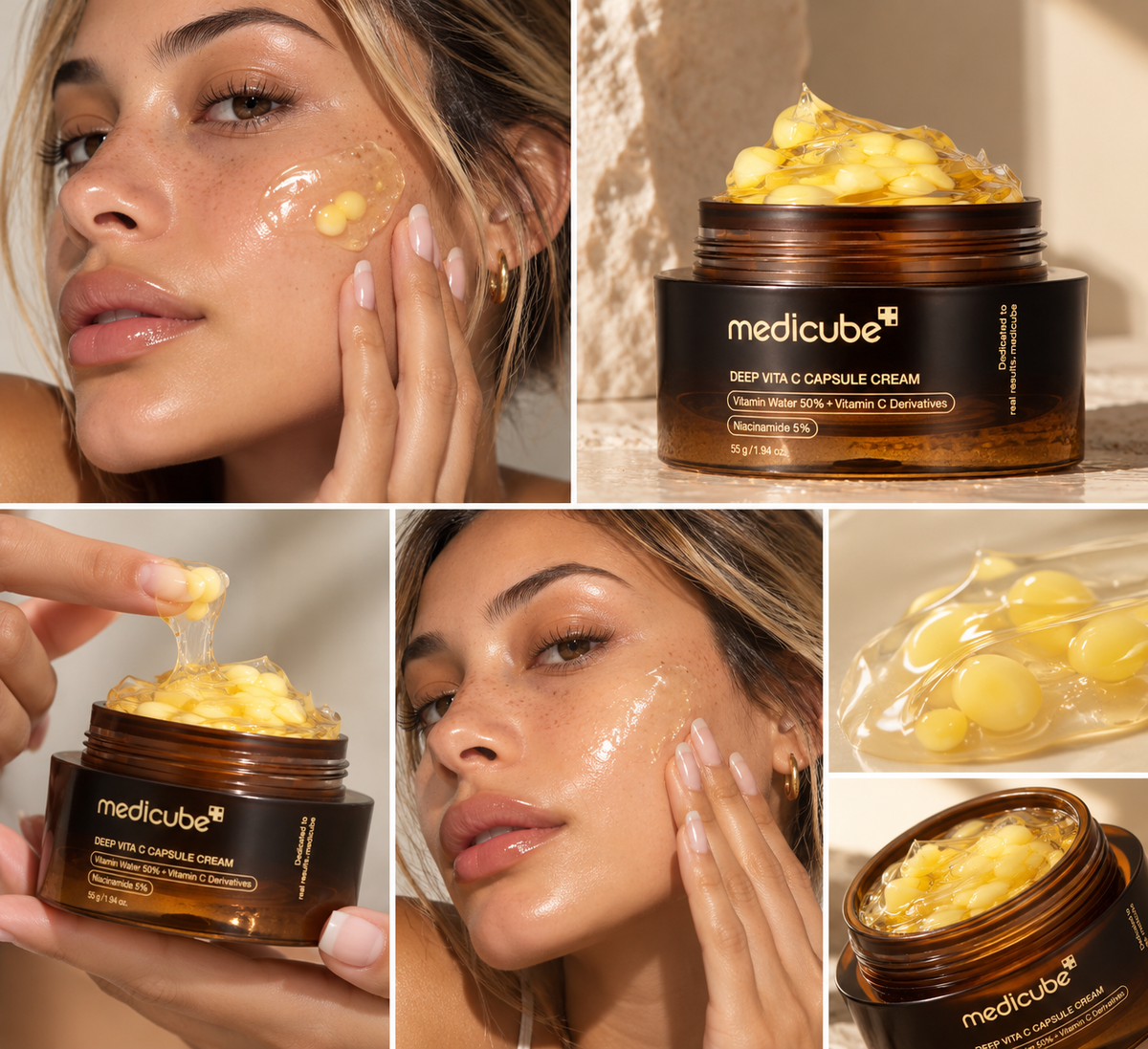 Medicube Deep Vitamin C Golden Capsule Face Moisturizer - Liposome Capsules For Wrinkles Skin Radiance - Transparent Gel for Glow Hydration - Korean Skin Care 1.94 oz